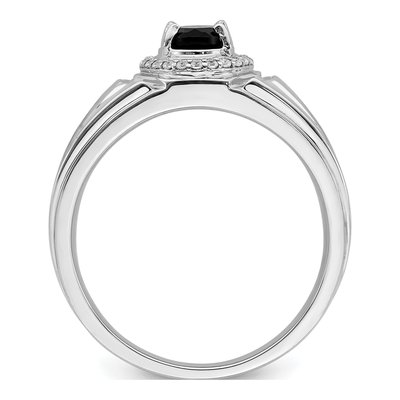 Men's 14K Yellow Gold 1/8 ct tw Onyx & Diamond Halo Ring – view 2