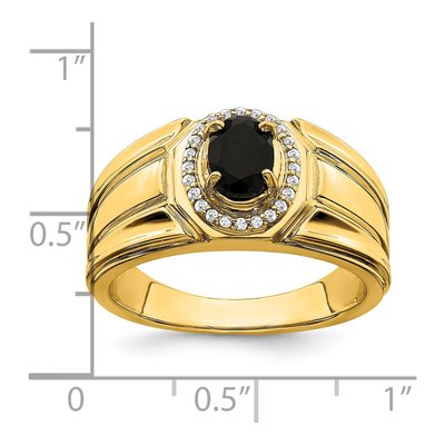 Men's 14K Yellow Gold 1/8 ct tw Onyx & Diamond Halo Ring – view 3