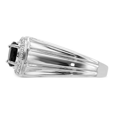Men's 14K Yellow Gold 1/8 ct tw Onyx & Diamond Halo Ring – view 4