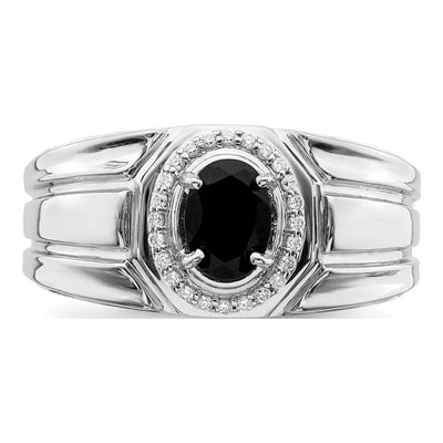 Men's 14K Yellow Gold 1/8 ct tw Onyx & Diamond Halo Ring – view 5