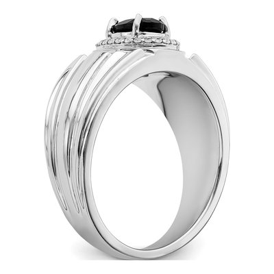 Men's 14K Yellow Gold 1/8 ct tw Onyx & Diamond Halo Ring – view 7