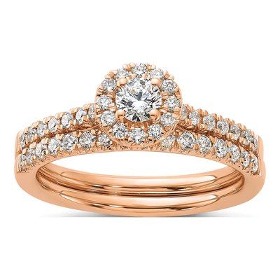 14K Rose Gold 1/2 ct tw Lab-Grown Diamond Halo Engagement Ring – view 8