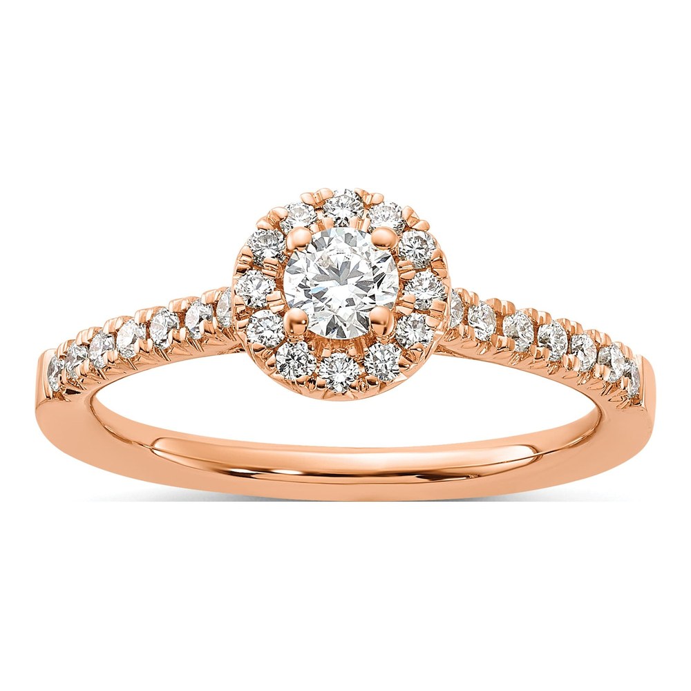 14K Rose Gold 1/2 ct tw Lab-Grown Diamond Halo Engagement Ring
