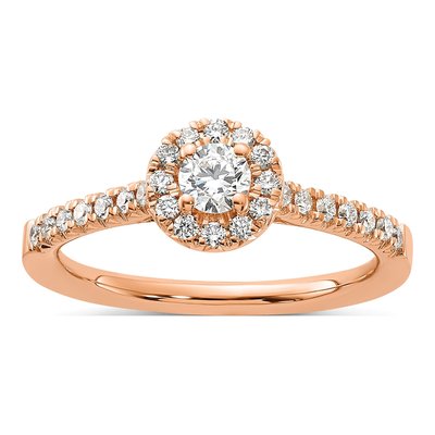 14K Rose Gold 1/2 ct tw Lab-Grown Diamond Halo Engagement Ring