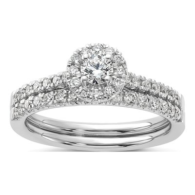 14K White Gold 1/2 ct tw Lab-Grown Diamond Halo Engagement Ring – view 8