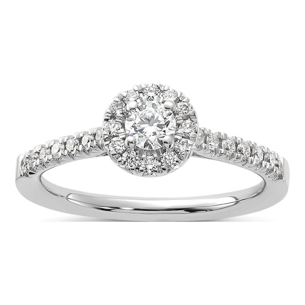 14K White Gold 1/2 ct tw Lab-Grown Diamond Halo Engagement Ring