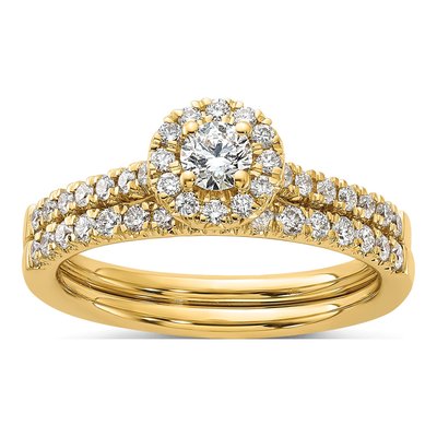 14K Yellow Gold 1/2 ct tw Lab-Grown Diamond Halo Engagement Ring – view 7
