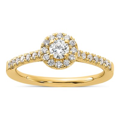 14K Yellow Gold 1/2 ct tw Lab-Grown Diamond Halo Engagement Ring