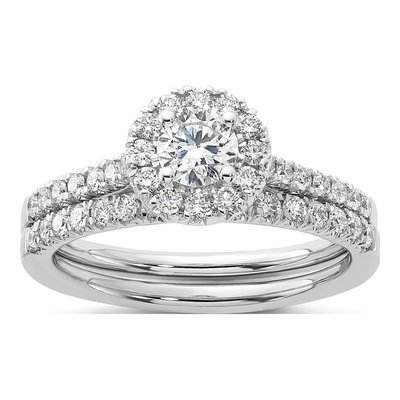 14K White Gold 3/4 ct tw Lab-Grown Diamond Halo Engagement Ring – view 8