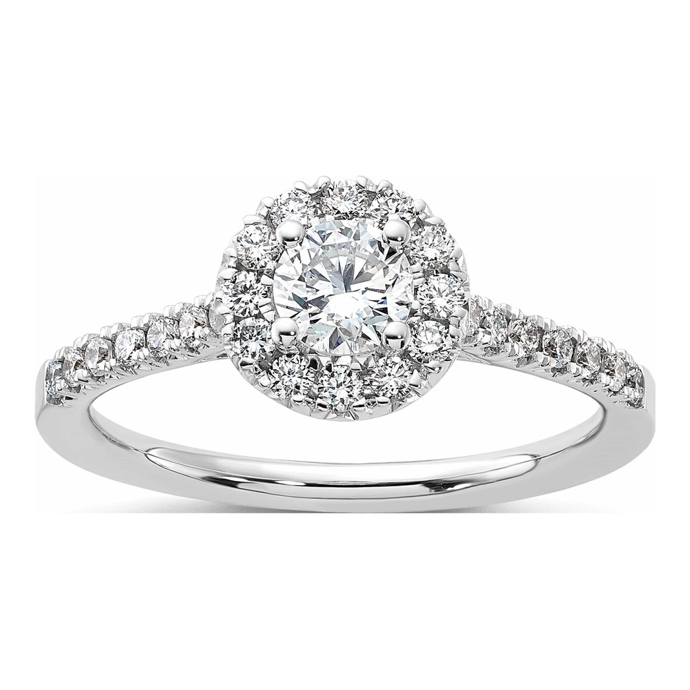 14K White Gold Eternal Promise Lab Grown Diamond Halo Complete Ring