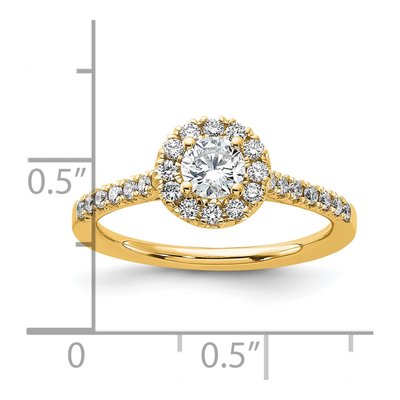 14K Yellow Gold 3/4 ct tw Lab-Grown Diamond Halo Engagement Ring – view 8