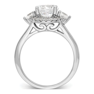 14K White Gold Lab-Grown Diamond 3-Stone Engagement Ring Semi-Mount – view 3