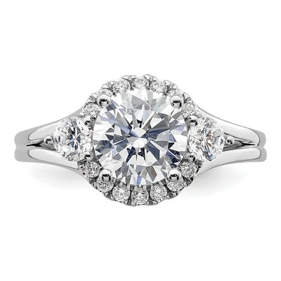 14K White Gold Lab-Grown Diamond 3-Stone Engagement Ring Semi-Mount – view 5