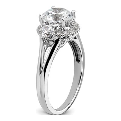 14K White Gold Lab-Grown Diamond 3-Stone Engagement Ring Semi-Mount – view 7