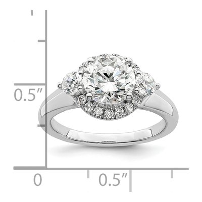 14K White Gold Lab-Grown Diamond 3-Stone Engagement Ring Semi-Mount – view 8