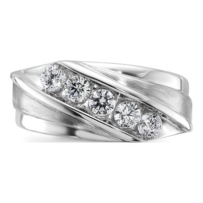 Men's 10K White Gold 3/4 ct tw Lab-Grown Diamond 5-Stone Ring – view 6