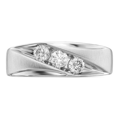 Men's 14K White Gold 5/8 ct tw Lab-Grown Diamond Three Ring – view 5