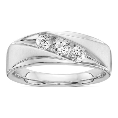 Men's 14K White Gold 5/8 ct tw Lab-Grown Diamond Three Ring