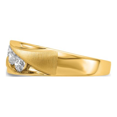 Men's 14K Yellow Gold 5/8 ct tw Lab-Grown Diamond Three Ring – view 4