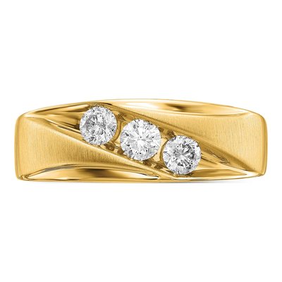 Men's 14K Yellow Gold 5/8 ct tw Lab-Grown Diamond Three Ring – view 6