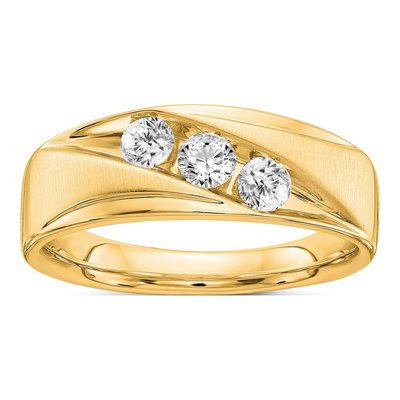 Men's 14K Yellow Gold 5/8 ct tw Lab-Grown Diamond Three Ring