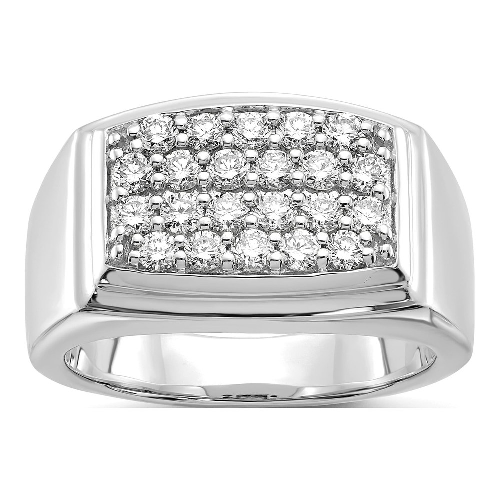 Men's 10K White Gold 1 ct tw Lab-Grown Diamond Cluster Ring