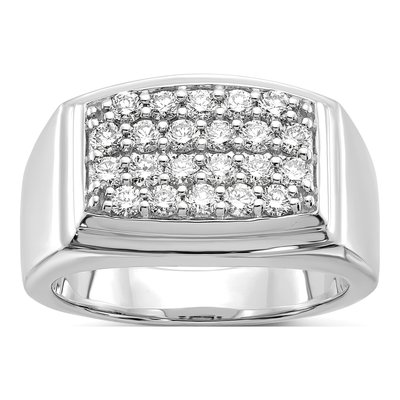 Men's 10K White Gold 1 ct tw Lab-Grown Diamond Cluster Ring