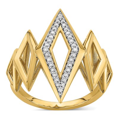 14K Yellow Gold 1/5 ct tw Diamond Geometric Ring