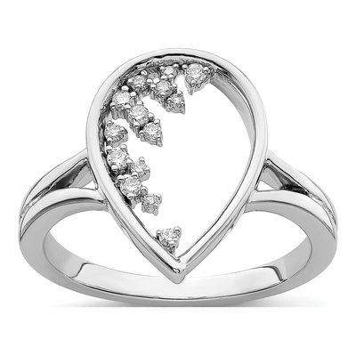 14K White Gold 1/8 ct tw Diamond Teardrop Ring