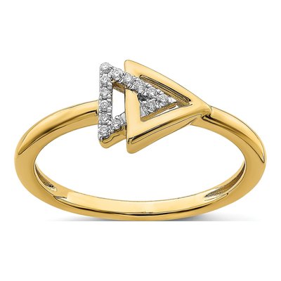 14K Yellow Gold 1/20 ct tw Diamond Double Triangle Ring