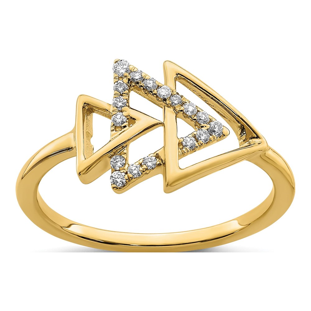 14K Yellow Gold 1/10 ct tw Diamond Triple Triangle Ring