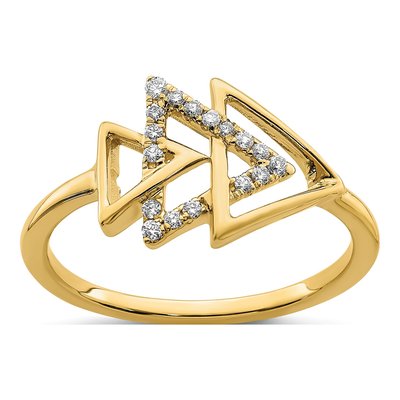 14K Yellow Gold 1/10 ct tw Diamond Triple Triangle Ring