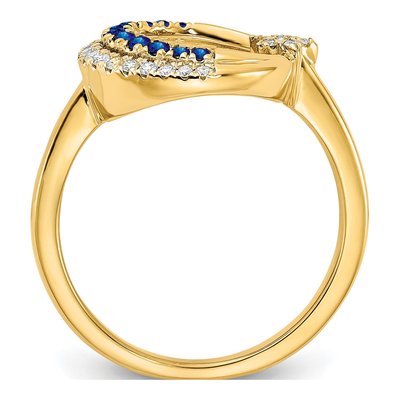 14K Yellow Gold 1/8 ct tw Sapphire & Diamond Moon Star Ring – view 2