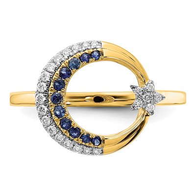 14K Yellow Gold 1/8 ct tw Sapphire & Diamond Moon Star Ring – view 4