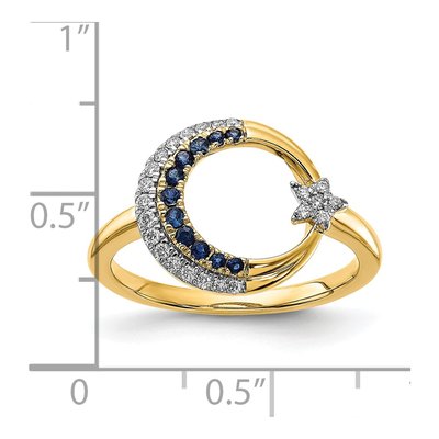 14K Yellow Gold 1/8 ct tw Sapphire & Diamond Moon Star Ring – view 5