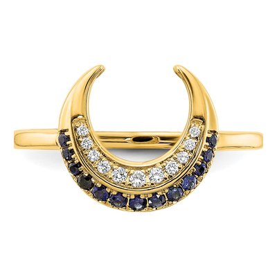 14K Yellow Gold 1/20 ct tw Sapphire & Diamond Moon Ring – view 4