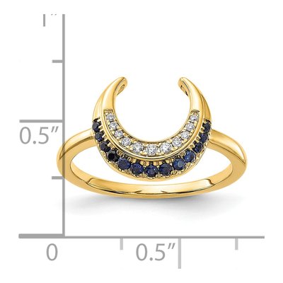 14K Yellow Gold 1/20 ct tw Sapphire & Diamond Moon Ring – view 5