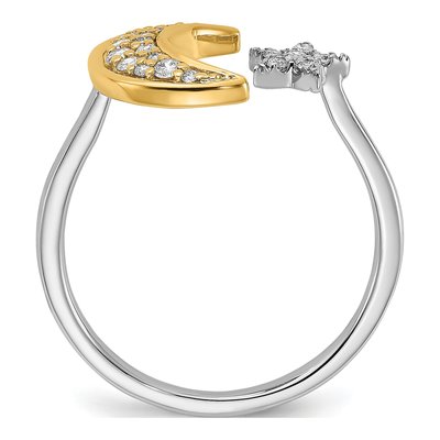 14K Two-Tone Gold 1/6 ct tw Diamond Moon Star Ring – view 2