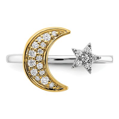 14K Two-Tone Gold 1/6 ct tw Diamond Moon Star Ring – view 4