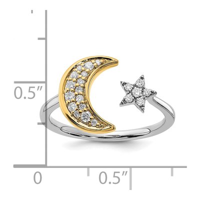 14K Two-Tone Gold 1/6 ct tw Diamond Moon Star Ring – view 5