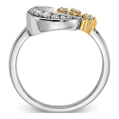 14K Two-Tone Gold 1/5 ct tw Diamond Moon 3-Stars Ring – view 2