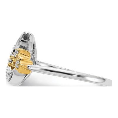 14K Two-Tone Gold 1/5 ct tw Diamond Moon 3-Stars Ring – view 3