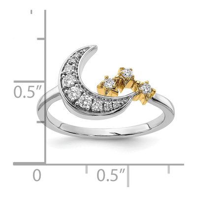 14K Two-Tone Gold 1/5 ct tw Diamond Moon 3-Stars Ring – view 5