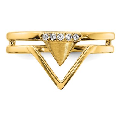 14K Yellow Gold 1/20 ct tw Diamond Double Triangle Ring – view 5
