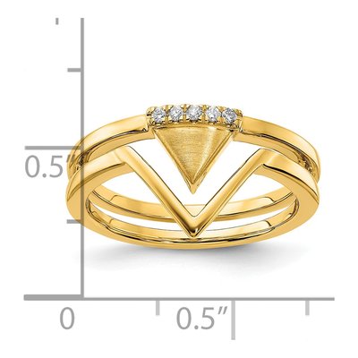 14K Yellow Gold 1/20 ct tw Diamond Double Triangle Ring – view 6