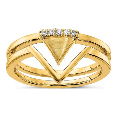14K Yellow Gold 1/20 ct tw Diamond Double Triangle Ring