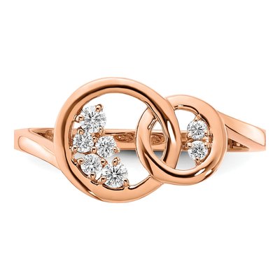 14K Rose Gold 1/6 ct tw Diamond Double Circle Ring – view 5