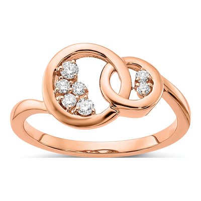 14K Rose Gold 1/6 ct tw Diamond Double Circle Ring