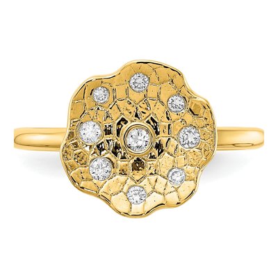 14K Yellow Gold 1/8 ct tw Diamond Flower Ring – view 5