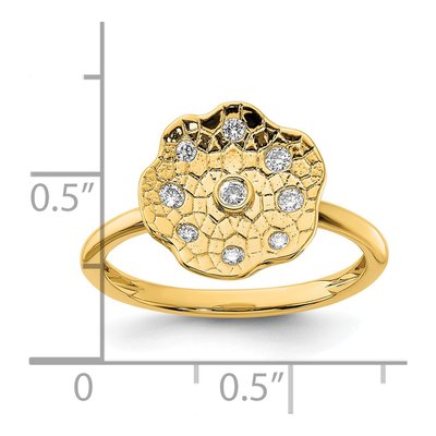 14K Yellow Gold 1/8 ct tw Diamond Flower Ring – view 6